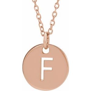 18K Rose Gold-Plated Sterling Silver Initial F 16-18" Necklace Siddiqui Jewelers