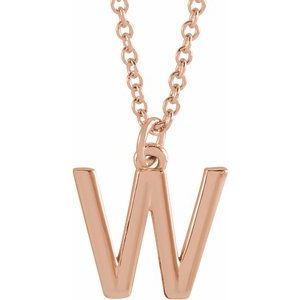 18K Rose Gold-Plated Sterling Silver Initial W  Dangle 16" Necklace Siddiqui Jewelers