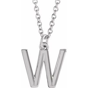 Sterling Silver Initial W Dangle 18" Necklace Siddiqui Jewelers