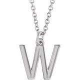 Sterling Silver Initial W Dangle 16" Necklace Siddiqui Jewelers