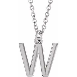 Platinum Initial W Dangle 18" Necklace Siddiqui Jewelers