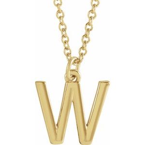 18K Yellow Gold-Plated Sterling Silver Initial W Dangle 18" Necklace Siddiqui Jewelers