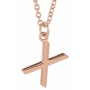18K Rose Gold-Plated Sterling Silver Initial X  Dangle 16" Necklace Siddiqui Jewelers