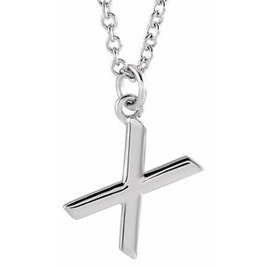 Sterling Silver Initial X Dangle 18" Necklace Siddiqui Jewelers