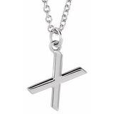 Sterling Silver Initial X Dangle 16" Necklace Siddiqui Jewelers