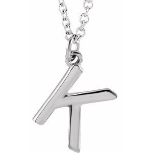 Sterling Silver Initial K Dangle 18" Necklace Siddiqui Jewelers