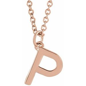18K Rose Gold-Plated Sterling Silver Initial P  Dangle 16" Necklace Siddiqui Jewelers