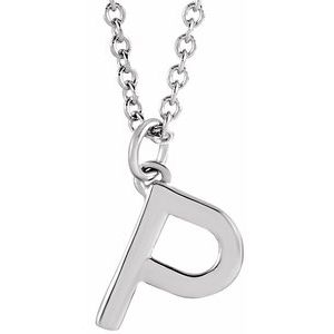 Sterling Silver Initial P Dangle 18" Necklace Siddiqui Jewelers