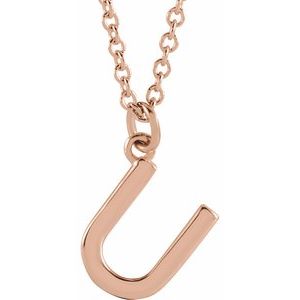 18K Rose Gold-Plated Sterling Silver Initial U  Dangle 16" Necklace Siddiqui Jewelers