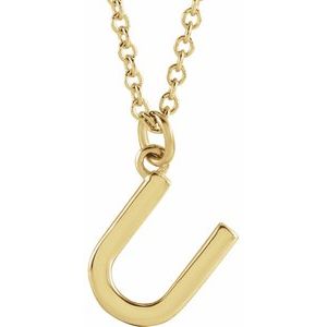 18K Yellow Gold-Plated Sterling Silver Initial U Dangle 18" Necklace Siddiqui Jewelers