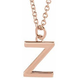 14K Rose Initial Z Dangle 16" Necklace Siddiqui Jewelers