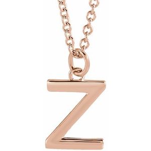 18K Rose Gold-Plated Sterling Silver Initial Z  Dangle 16" Necklace Siddiqui Jewelers