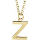 18K Yellow Gold-Plated Sterling Silver Initial Z  Dangle 16" Necklace Siddiqui Jewelers