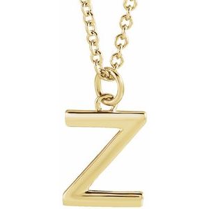 18K Yellow Gold-Plated Sterling Silver Initial Z  Dangle 16" Necklace Siddiqui Jewelers