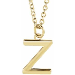 18K Yellow Gold-Plated Sterling Silver Initial Z Dangle 18" Necklace Siddiqui Jewelers