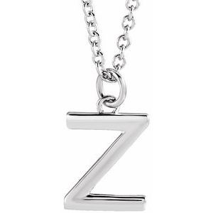 Sterling Silver Initial Z Dangle 16" Necklace Siddiqui Jewelers