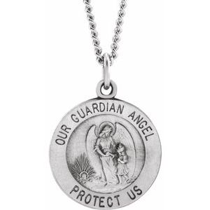 Sterling Silver 15 mm Guardian Angel Medal - Siddiqui Jewelers