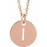 18K Rose Gold-Plated Sterling Silver Initial I 10 mm Disc 16-18" Necklace-Siddiqui Jewelers