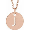 18K Rose Gold-Plated Sterling Silver Initial J 10 mm Disc 16-18" Necklace-Siddiqui Jewelers