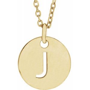 18K Yellow Gold-Plated Sterling Silver Initial J 10 mm Disc 16-18" Necklace-Siddiqui Jewelers