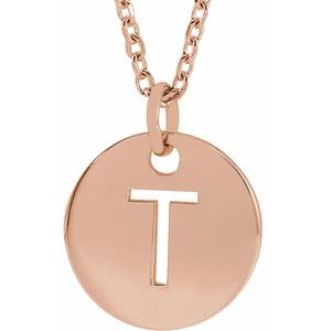 18K Rose Gold-Plated Sterling Silver Initial T 16-18" Necklace Siddiqui Jewelers