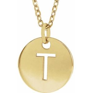18K Yellow Gold-Plated Sterling Silver Initial T 16-18" Necklace Siddiqui Jewelers