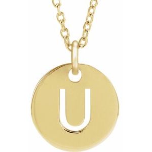 18K Yellow Gold-Plated Sterling Silver Initial U 16-18" Necklace Siddiqui Jewelers
