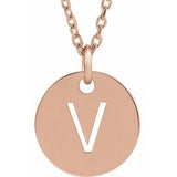 18K Rose Gold-Plated Sterling Silver Initial V 16-18" Necklace Siddiqui Jewelers
