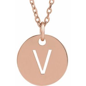 18K Rose Gold-Plated Sterling Silver Initial V 16-18" Necklace Siddiqui Jewelers