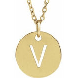 18K Yellow Gold-Plated Sterling Silver Initial V 16-18" Necklace Siddiqui Jewelers