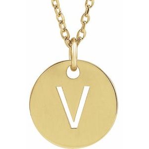 18K Yellow Gold-Plated Sterling Silver Initial V 16-18" Necklace Siddiqui Jewelers