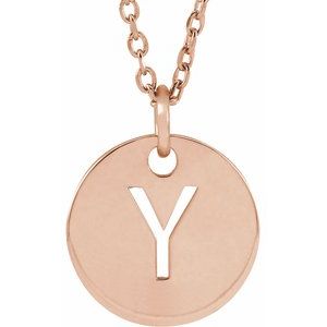18K Rose Gold-Plated Sterling Silver Initial Y 16-18" Necklace Siddiqui Jewelers
