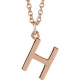 14K Rose Initial H Dangle 16" Necklace Siddiqui Jewelers