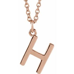 18K Rose Gold-Plated Sterling Silver Initial H  Dangle 16" Necklace Siddiqui Jewelers