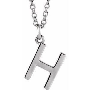 Sterling Silver Initial H Dangle 16" Necklace Siddiqui Jewelers