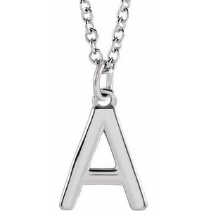 Sterling Silver Initial A Dangle 16" Necklace Siddiqui Jewelers