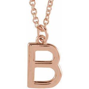 14K Rose Initial B Dangle 18" Necklace Siddiqui Jewelers