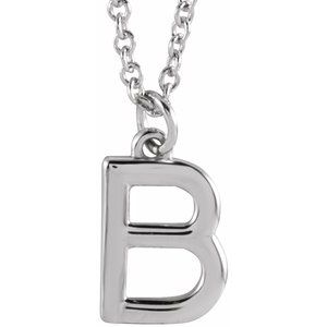 Platinum Initial B Dangle 16" Necklace Siddiqui Jewelers