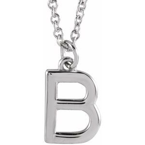 Sterling Silver Initial B Dangle 18" Necklace Siddiqui Jewelers