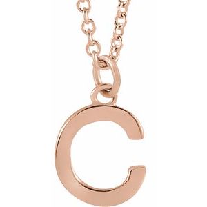 18K Rose Gold-Plated Sterling Silver Initial C  Dangle 16" Necklace Siddiqui Jewelers