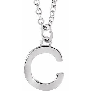 Sterling Silver Initial C Dangle 16" Necklace Siddiqui Jewelers