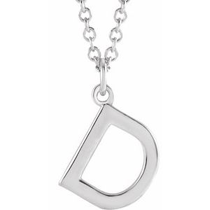 14K White Initial D Dangle 18" Necklace Siddiqui Jewelers