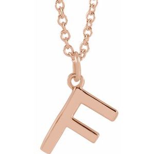 18K Rose Gold-Plated Sterling Silver Initial F Dangle 18" Necklace Siddiqui Jewelers