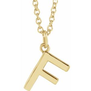 18K Yellow Gold-Plated Sterling Silver Initial F Dangle 18" Necklace Siddiqui Jewelers