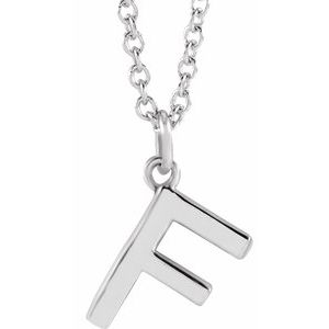 Sterling Silver Initial F Dangle 16" Necklace Siddiqui Jewelers