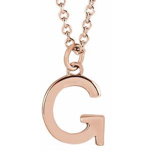 18K Rose Gold-Plated Sterling Silver Initial G Dangle 18" Necklace Siddiqui Jewelers