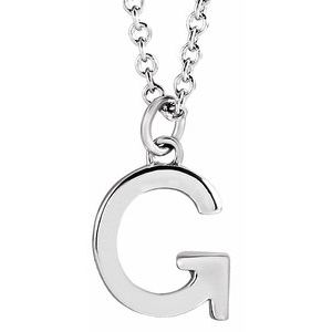 Sterling Silver Initial G Dangle 18" Necklace Siddiqui Jewelers
