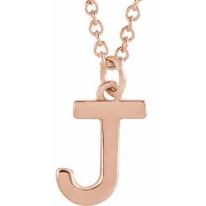 18K Rose Gold-Plated Sterling Silver Initial J  Dangle 16" Necklace Siddiqui Jewelers
