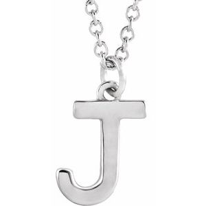 Sterling Silver Initial J Dangle 16" Necklace Siddiqui Jewelers