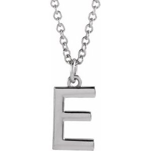 Platinum Initial E Dangle 16" Necklace Siddiqui Jewelers